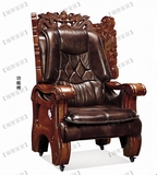 顶级做工 咖啡色真皮大班椅 中式风格雕龙老板椅 带功能办公椅L07