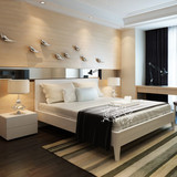 简约现代宜家实木床白色烤漆婚庆床1.5米1.8米地中海板式双人床