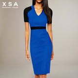 XSA欧洲站2015夏装新款时尚修身包臀职业OL通勤气质短袖连衣裙夏