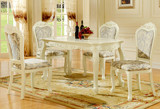 欧式餐椅组合美式酒店实木雕花法式布艺餐桌椅 田园餐厅家具套装
