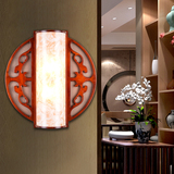 中式实木壁灯现代木艺墙壁过道灯温馨卧室床头灯楼梯走廊羊皮壁灯