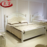 欧式韩式公主床橡木1.8实木双人床 真牛皮软靠背简约现代1.5M白色