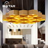 创意个性蜂巢吊灯 北欧餐厅咖啡厅酒吧木艺吊灯 简约实木艺术吊灯