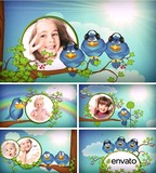 卡通小鸟为主题儿童宣传相册儿童栏目包装AE模板A0182