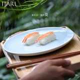 亿嘉 创意韩式色釉月光盘菜盘 陶瓷器家用平盘 厨房餐饮具西餐盘