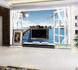 立体3D大型壁画 假窗户海景 马尔代夫壁纸墙纸电视背景沙发墙壁画