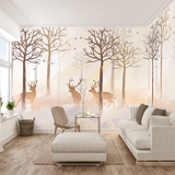 欧式麋鹿墙纸 北欧艺术客厅电视背景墙壁纸 卧室墙纸大型壁画墙布