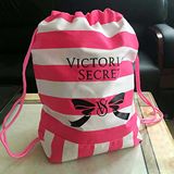 新款玫瑰之约VS维秘 维多利亚的秘密粉色条纹背包 双肩包 购物包