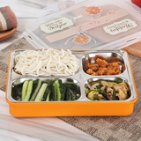 304不锈钢饭盒成人创意分格便当盒学生筷餐盒餐盘密封长方形带盖