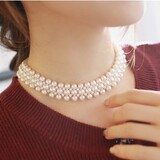 韩国代购进口饰品 送妈妈礼物 时尚珍珠遮疤痕短款新娘项链锁骨链