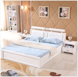 实木床白色橡木开放漆双人床皮靠实木床两用高箱带抽屉储物床婚床