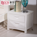 白色实木床头柜橡木整装特价时尚卧室简易床头柜 床边柜 储物柜