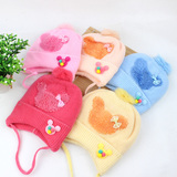 秋冬婴儿帽宝宝护耳帽0-3-6个月韩版秋冬季加绒保暖儿童针织帽子