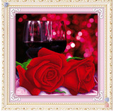 佳爱正品魔方尖钻石绣新款红酒玫瑰客厅原生态新布钻石画