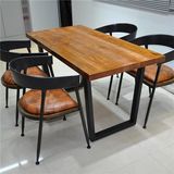 LOFT美式复古铁艺餐桌实木铁艺餐桌椅长方形酒吧咖啡厅桌椅办公桌