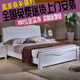 全实木床 橡木床白色1.8米 中式气压高箱床1.5 简约现代儿童床1.2