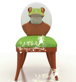 简约时尚现代布艺软包实木餐椅美式新古典实木青蛙王子书椅化妆椅