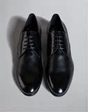 DG杜嘉班纳正品代购2016新款男鞋经典黑色无图案系带商务皮鞋