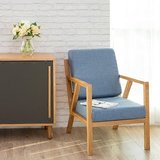 北欧宜家小户型单人沙发布艺转角沙发纯实木单人沙发椅休闲咖啡椅