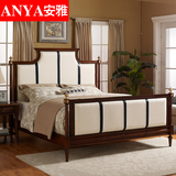 美式床实木乡村床欧式仿古家具床双人床1.8米 新古典家具布艺婚床