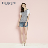 Teenie Weenie小熊2016春夏专柜新品女棉质短袖蕾丝T恤TTRA62590Q