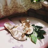 16夏韩国官网正品代购milkcocoa甜美公主可爱大珍珠秀气套趾凉鞋