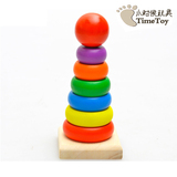 1-6岁儿童益智 彩色彩虹塔 叠叠乐套圈积木制智力塔套圈玩具 包邮
