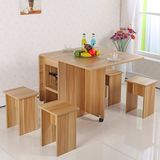 简约现代小户型折叠餐桌 组合 一桌四椅 可伸缩折叠简易餐桌组合