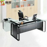 上海办公家具电脑办公桌 钢化玻璃老板桌经理主管桌玻璃大班台1.8