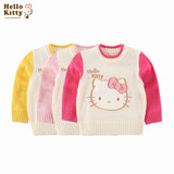 Hello Kitty正品女童半高领毛衣冬季保暖线衣儿童套头羊毛针织衫