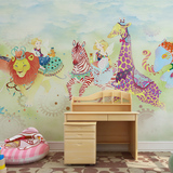 定制大型壁画卡通可爱长颈鹿动物儿童房幼儿园背景墙客厅墙纸壁纸