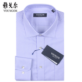 Youngor/雅戈尔长袖衬衫春季男士商务正装DP纯棉免烫紫色条纹衬衣