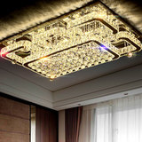 长方形水晶灯变色大气调光不锈钢LED吸顶灯简约现代创意客厅灯