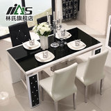 林氏家具简约现代饭桌创意钢化玻璃餐台烤漆不锈钢餐桌子Y-CT212*