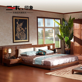 三木印象水曲柳东南亚风格家具1.5/1.8米双人床实木床 榻榻米床