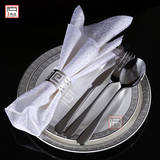 美式欧式中式样板房餐桌银色陶瓷餐盘牛排盘餐巾扣刀叉勺套装包邮