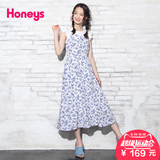 Honeys商场同款2016夏新复古碎花雪纺高腰吊带连衣裙617-52-7833