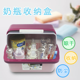 婴儿奶瓶收纳箱宝宝餐具收纳盒碗筷用品存储箱防尘翻盖干燥晾瓶架