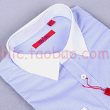 威可多专柜正品 13春款紫色小格白色领长袖衬衫 红标修身版型