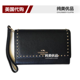 【正品现货】美国蔻驰COACH F66194金属铆钉真皮翻盖手腕钱包女包