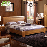 歌梵 实木床 1.5 1.8米双人床 现代中式床 储物高箱床 乌金木色床