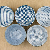 波佐见-日本进口陶瓷餐具有田烧釉下彩青花条纹中面碗礼品餐具