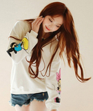 15韩版长袖t恤女大码卡通米老鼠印花薄款圆领卫衣女秋季长款宽松