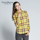Teenie Weenie小熊专柜正品秋装新品格纹衬衫女长袖格子衬衣韩版
