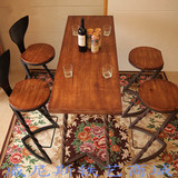 美式铁艺酒吧咖啡厅桌椅家用吧台椅子快餐阳台户外实木餐桌椅组合