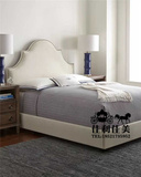 新古典后现代布艺软包双人床 美式简欧亚麻卧室床 法式复古家具床