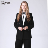 商场同款ROEM罗燕16年秋季拼接双排扣西装风衣RCJK63802C专柜正品