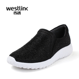 Westlink/西遇2016夏季新款 亮钻舒适一脚蹬套脚平底休闲运动女鞋