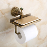 欧式全铜仿古纸巾架厕纸架复古手纸架带手机架浴室卫生间五金挂件