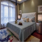 新古典会所别墅样板房卧室家具 样板间欧式双人床1.8米 软装床铺